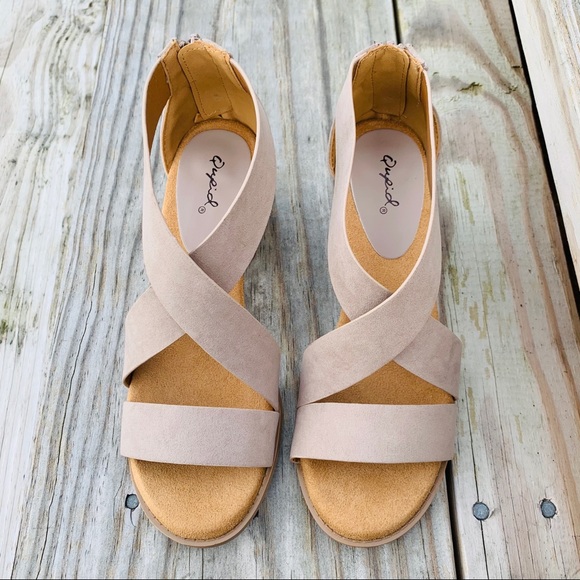 Qupid Doria Sandal | Taupe Zip Back - Picture 3 of 8